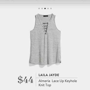 NWT Laila Jayde Almeria Lace Up Keyhole Knit Top